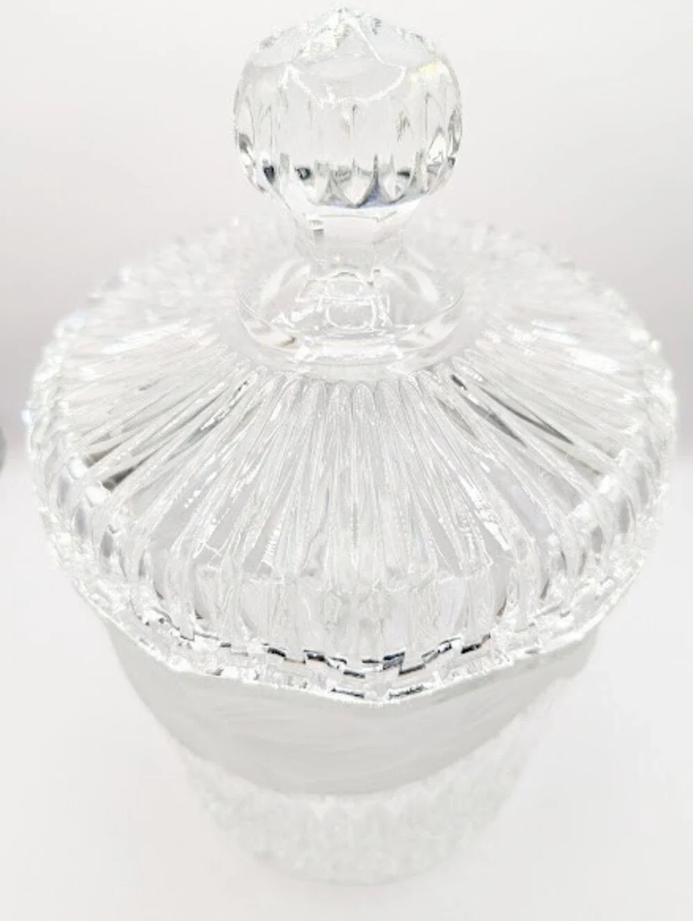 Vintage Lead Crystal Biscuit Cookie Jar With Lid Frosted Etched Floral